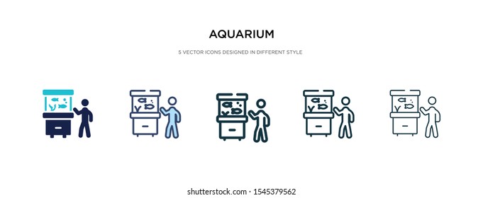 aquarium icon in different style vector illustration. two colored and black aquarium vector icons designed in filled, outline, line and stroke style can be used for web, mobile, ui