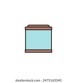 Aquarium icon. Empty glass aquarium of a square shape. Colored vector simple outline icon on blank white background.