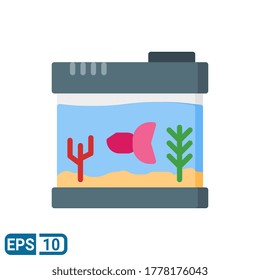 aquarium icon in flat style. vector illustration for graphic designer, website, UI isolated on white background. Editable color. EPS 10