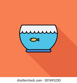 Aquarium icon. Flat vector related icon with long shadow for web and mobile applications. It can be used as - logo, pictogram, icon, infographic element. Vector Illustration.