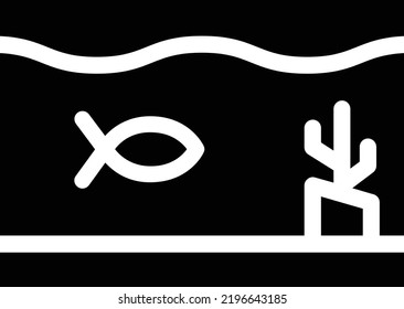 Aquarium Icon With Glyph Style, Veterinary Sign And Symbol Isolated On White Background