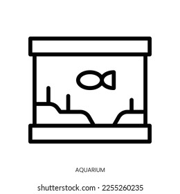 aquarium icon. Line Art Style Design Isolated On White Background