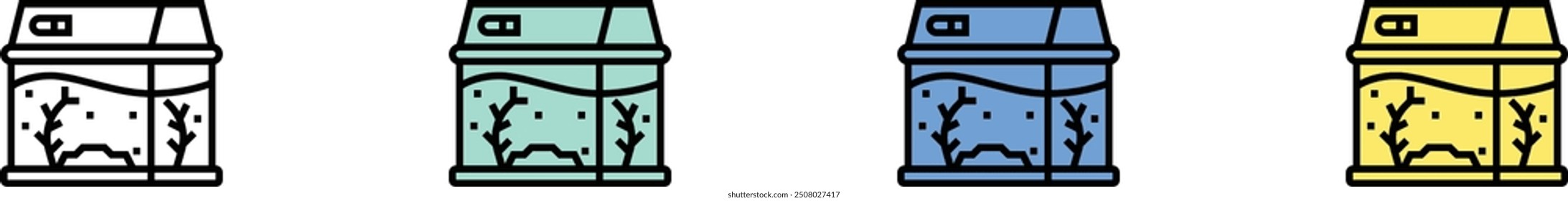 aquarium icon. Outline, Green, Blue and Yellow Style Design Isolated On White Background