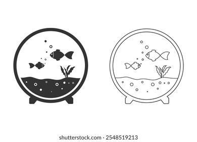 Aquarium icon set for website, application, printing, document, poster design. Vector