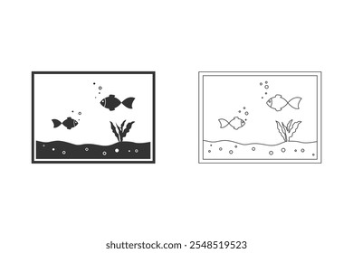 Aquarium icon set for website, application, printing, document, poster design. Vector