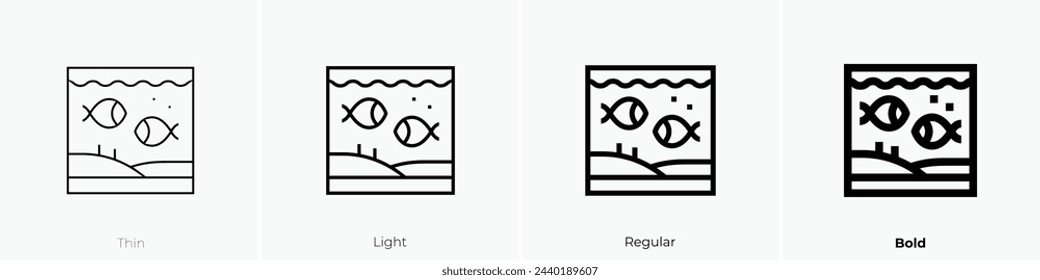 aquarium icon. Thin, Light Regular And Bold style design isolated on white background