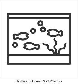 Aquarium Icon Vector Illustration Outline