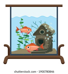 Aquarium kids room icon. Cartoon of aquarium kids room vector icon for web design isolated on white background