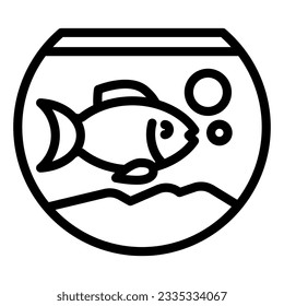 Aquarium line icon. Fish in aquarium vector illustration isolated on white. Fishbowl outline style design, designed for web and app. Eps 10