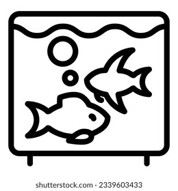 Aquarium line icon. Fish in aquarium vector illustration isolated on white. Fishbowl outline style design, designed for web and app. Eps 10