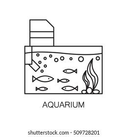 Aquarium line icon. High quality outline vector pictogram on the topic of Aquarium . Black line elements for web design or mobile app, logo, company's visit card, etc. Vector button EPS 10. 
