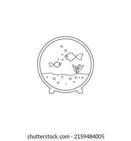Icono de línea de acuario para sitio web, aplicación, impresión, documento, diseño de afiches. Señal plana del vector