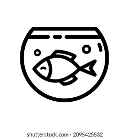 Lineares Aquarium-Symbol. Flache Illustration. Fischzucht. Fischtank. Contour-Symbol. Vektor-einzelne Rahmenzeichnung.