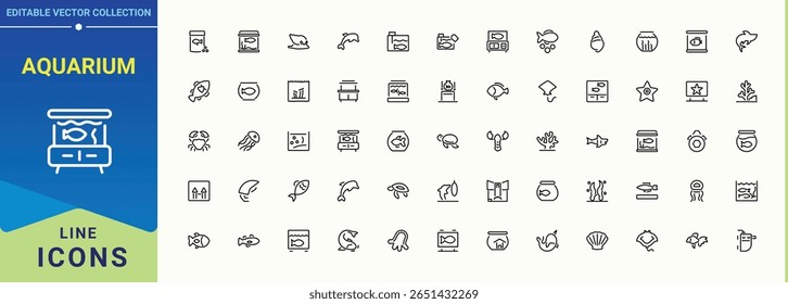 Aquarium linear icon set. Underwater Animal line icon set. Includes thin line symbols animals, animal, life, water, underwater, underwater animal and more. Editable vector.