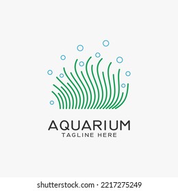 Aquarium logo design with seaweed lines