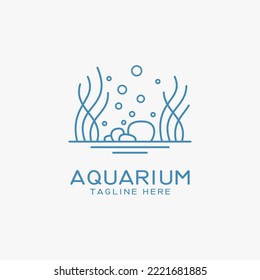 Aquarium logo design with seaweed lines