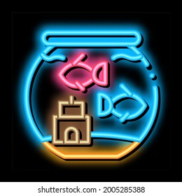 Aquarium neon light sign vector. Glowing bright icon Aquarium sign. transparent symbol illustration
