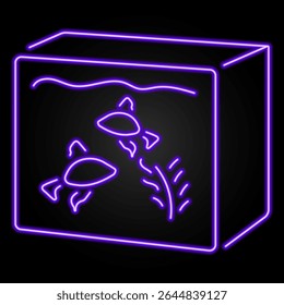 aquarium neon sign, modern glowing banner design, colorful modern design trends on black background. Vector illustration.