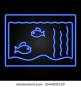 aquarium neon sign, modern glowing banner design, colorful modern design trends on black background. Vector illustration.