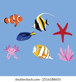 Aquarium and ocean fish breeds underwater bowl