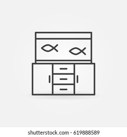 Aquarium on the table icon. Vector fish tank minimal symbol or logo element in thin line style
