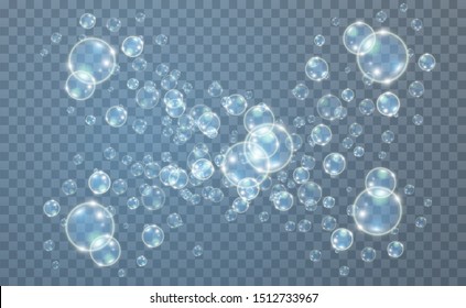 
Aquarium on a transparent background .Vector illustration of realistic bubbles.