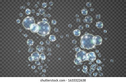 Aquarium on a transparent background .Vector illustration of realistic bubbles.