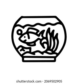 aquarium pet fish line vector doodle simple icon
