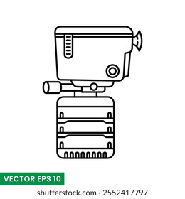 aquário bomba linha arte e glifos vetor ícone isolado no fundo branco