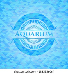 Aquarium realistic sky blue emblem. Mosaic background. 