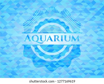 Aquarium realistic sky blue mosaic emblem