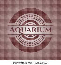 Aquarium red badge with geometric pattern background. Seamless. 