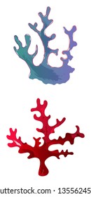 Aquarium seaweed silhouette. Underwater planting plant and seaweeds for aquariums decor. Sea plants, ocean algae weed and corals. Seaweed marine vector isolated icons set