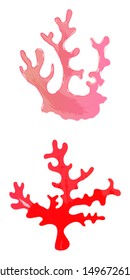 Aquarium seaweed silhouette. Underwater planting plant and seaweeds for aquariums decor. Sea plants, ocean algae weed and corals. Seaweed marine vector isolated icons set