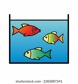 Acuario con tres peces, ilustración de los vectores de color, diseño, eps.