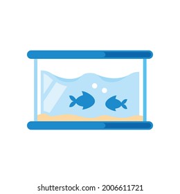 Aquarium and two fish flat design art simple vector