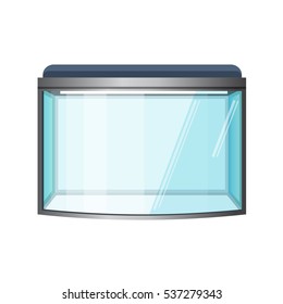 Aquarium Vector Isolated On White. Fish Tank, Front View. Vivarium With Transparent Sides.