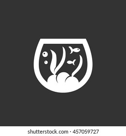 Aquarium vector logo isolated on a black background. Icon silhouette design template. Simple symbol concept in flat style. Abstract sign, pictogram for web, mobile and infographics