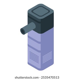 Aquarium water filter pump generating flow in a fish tank, isometric icon