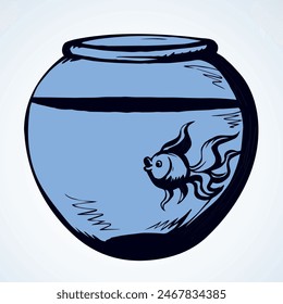 Acuario con agua para peces. dibujo de Vector