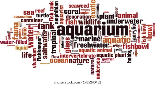 Aquarium word cloud concept. Collage made of words about aquarium. Vector illustration