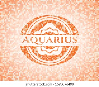 Aquarius abstract orange mosaic emblem with background