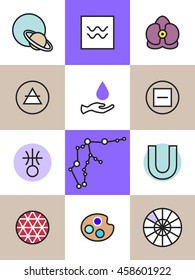 Aquarius Astrology Icons