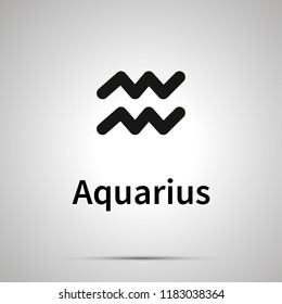 Aquarius astronomical sign, simple black icon with shadow on gray