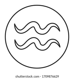 Aquarius black line icon. Zodiac sign. Astrology and horoscope. Predictions and human character. Element air. Ruler Uranus. UI UX GUI design element. Editable stroke