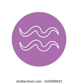 Aquarius color line icon. Zodiac sign. Astrology and horoscope. Predictions and human character. Element air. Ruler Uranus. UI UX GUI design element. Editable stroke.