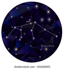 Aquarius constellation in night sky, background is in the circle