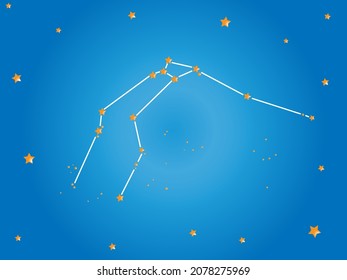 Aquarius Constellation stars in outer space. Zodiac Sign Aquarius constellation lines. Vector illustration.