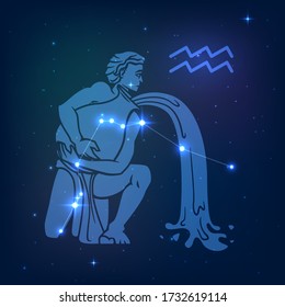 Aquarius - the constellation of the zodiac in the night starry sky