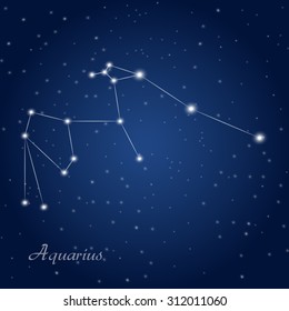 Aquarius constellation zodiac sign at starry night sky 
